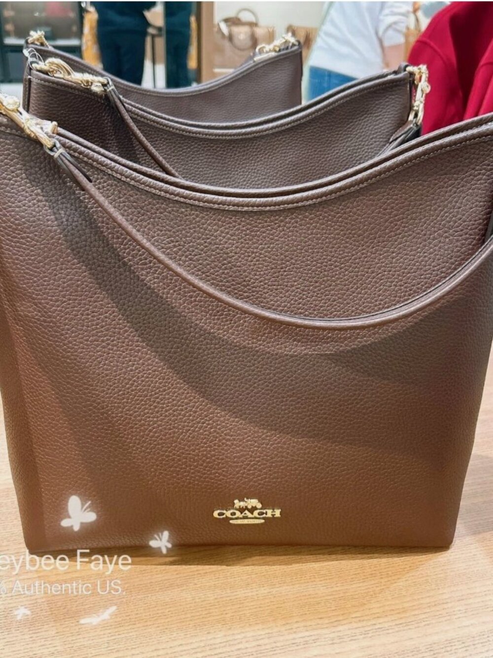 Coach Pebble Leather Laurel large Shoulder Hobo with Gold hardware/maple color - Picture 2 of 13